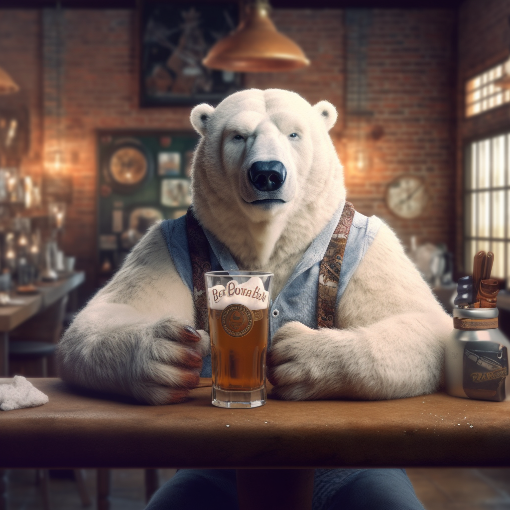 Ice bear having a beer