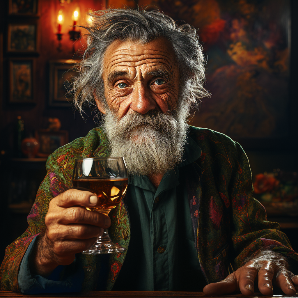 Old men having glass of wine